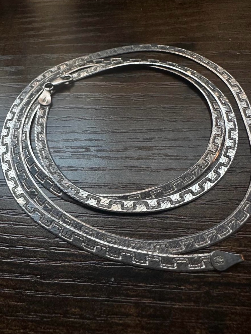 30” Long Sterling Silver Herringbone Necklace